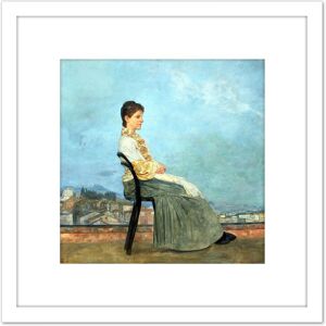 Artery8 Klinger Portrait Of A Roman Woman Rome Painting 8X8 Inch Square Wooden Framed Wall Art Print Picture with Mount in White White Artery8 Klinger Portrait Of A Roman Woman Rome Painting 8X8 Inch Square Wooden Framed Wall Art Print Picture with Mount in White White