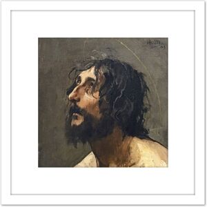 Artery8 Martin Henri Self Portrait As John Baptist Painting 8X8 Inch Square Wooden Framed Wall Art Print Picture with Mount in White White Artery8 Martin Henri Self Portrait As John Baptist Painting 8X8 Inch Square Wooden Framed Wall Art Print Picture with Mount in White White