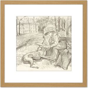 Artery8 Jeanniot Young Woman Dog Charcoal Drawing 8X8 Inch Square Wooden Framed Wall Art Print Picture with Mount in Light Oak Light Oak Artery8 Jeanniot Young Woman Dog Charcoal Drawing 8X8 Inch Square Wooden Framed Wall Art Print Picture with Mount in Light Oak Light Oak