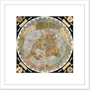 Artery8 Map Monte 1587 Composite World Pictorial Chart 8X8 Inch Square Wooden Framed Wall Art Print Picture with Mount in White White Artery8 Map Monte 1587 Composite World Pictorial Chart 8X8 Inch Square Wooden Framed Wall Art Print Picture with Mount in White White