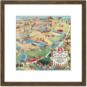 Artery8 Map Scheuerle 1925 Glacier National Park Montana USA 8X8 Inch Square Wooden Framed Wall Art Print Picture with Mount in Brown Brown Artery8 Map Scheuerle 1925 Glacier National Park Montana USA 8X8 Inch Square Wooden Framed Wall Art Print Picture with Mount in Brown Brown