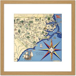 Artery8 Map Pugh 1937 North Carolina Nature Lovers Pictorial 8X8 Inch Square Wooden Framed Wall Art Print Picture with Mount in Light Oak Light Oak Artery8 Map Pugh 1937 North Carolina Nature Lovers Pictorial 8X8 Inch Square Wooden Framed Wall Art Print Picture with Mount in Light Oak Light Oak