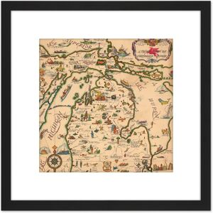 Artery8 Map Mobile 1940 Friendly Commonwealth Michigan Pictorial 8X8 Inch Square Wooden Framed Wall Art Print Picture with Mount in Black Black Artery8 Map Mobile 1940 Friendly Commonwealth Michigan Pictorial 8X8 Inch Square Wooden Framed Wall Art Print Picture with Mount in Black Black