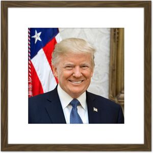 Artery8 Craighead Portrait US President Donald Trump Photo 8X8 Inch Square Wooden Framed Wall Art Print Picture with Mount in Brown Brown Artery8 Craighead Portrait US President Donald Trump Photo 8X8 Inch Square Wooden Framed Wall Art Print Picture with Mount in Brown Brown