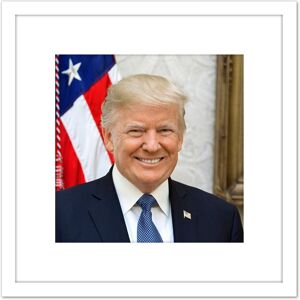 Artery8 Craighead Portrait US President Donald Trump Photo 8X8 Inch Square Wooden Framed Wall Art Print Picture with Mount in White White Artery8 Craighead Portrait US President Donald Trump Photo 8X8 Inch Square Wooden Framed Wall Art Print Picture with Mount in White White