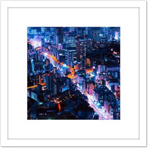 Artery8 Nolbert Tokyo Japan Time Lapse Lights Photo 8X8 Inch Square Wooden Framed Wall Art Print Picture with Mount in White White Artery8 Nolbert Tokyo Japan Time Lapse Lights Photo 8X8 Inch Square Wooden Framed Wall Art Print Picture with Mount in White White