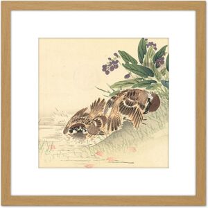 Artery8 Kono Bairei Bathing Tree Sparrow Japan Woodblock 8X8 Inch Square Wooden Framed Wall Art Print Picture with Mount in Light Oak Light Oak Artery8 Kono Bairei Bathing Tree Sparrow Japan Woodblock 8X8 Inch Square Wooden Framed Wall Art Print Picture with Mount in Light Oak Light Oak