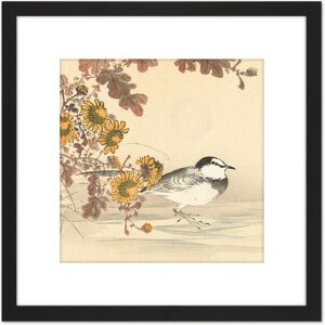 Artery8 Kono Bairei Wagtail Bird Flowers Japan Woodblock 8X8 Inch Square Wooden Framed Wall Art Print Picture with Mount in Black Black Artery8 Kono Bairei Wagtail Bird Flowers Japan Woodblock 8X8 Inch Square Wooden Framed Wall Art Print Picture with Mount in Black Black