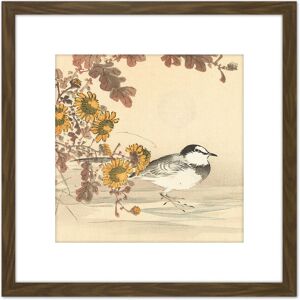 Artery8 Kono Bairei Wagtail Bird Flowers Japan Woodblock 8X8 Inch Square Wooden Framed Wall Art Print Picture with Mount in Brown Brown Artery8 Kono Bairei Wagtail Bird Flowers Japan Woodblock 8X8 Inch Square Wooden Framed Wall Art Print Picture with Mount in Brown Brown