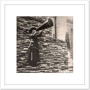 Artery8 New York Public Library Woman Donate Books 1910 8X8 Inch Square Wooden Framed Wall Art Print Picture with Mount in White White Artery8 New York Public Library Woman Donate Books 1910 8X8 Inch Square Wooden Framed Wall Art Print Picture with Mount in White White