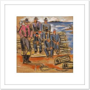 Artery8 Marsden Hartley Study Lobster Fishermen Painting 8X8 Inch Square Wooden Framed Wall Art Print Picture with Mount in White White Artery8 Marsden Hartley Study Lobster Fishermen Painting 8X8 Inch Square Wooden Framed Wall Art Print Picture with Mount in White White