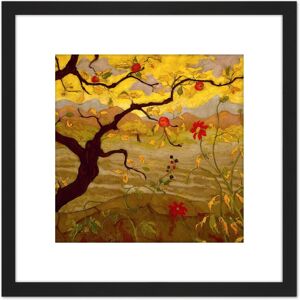 Artery8 Ranson Apple Tree Red Fruit Painting 8X8 Inch Square Wooden Framed Wall Art Print Picture with Mount in Black Black Artery8 Ranson Apple Tree Red Fruit Painting 8X8 Inch Square Wooden Framed Wall Art Print Picture with Mount in Black Black