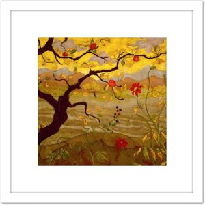 Artery8 Ranson Apple Tree Red Fruit Painting 8X8 Inch Square Wooden Framed Wall Art Print Picture with Mount in White White Artery8 Ranson Apple Tree Red Fruit Painting 8X8 Inch Square Wooden Framed Wall Art Print Picture with Mount in White White