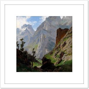 Artery8 De Haes Mancorbo Canal Los Picos De Europa 8X8 Inch Square Wooden Framed Wall Art Print Picture with Mount in White White Artery8 De Haes Mancorbo Canal Los Picos De Europa 8X8 Inch Square Wooden Framed Wall Art Print Picture with Mount in White White
