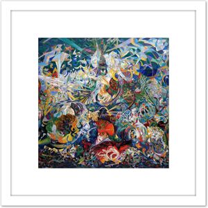 Artery8 Stella Battle Lights Coney Island Mardi Gras Painting 8X8 Inch Square Wooden Framed Wall Art Print Picture with Mount in White White Artery8 Stella Battle Lights Coney Island Mardi Gras Painting 8X8 Inch Square Wooden Framed Wall Art Print Picture with Mount in White White