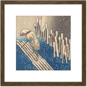 Artery8 Hiroshige Snow On The Sumida River Japan Painting 8X8 Inch Square Wooden Framed Wall Art Print Picture with Mount in Brown Brown Artery8 Hiroshige Snow On The Sumida River Japan Painting 8X8 Inch Square Wooden Framed Wall Art Print Picture with Mount in Brown Brown