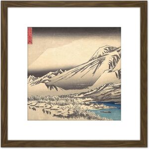 Artery8 Hiroshige Evening Snow On Mount Hira Japan Painting 8X8 Inch Square Wooden Framed Wall Art Print Picture with Mount in Brown Brown Artery8 Hiroshige Evening Snow On Mount Hira Japan Painting 8X8 Inch Square Wooden Framed Wall Art Print Picture with Mount in Brown Brown