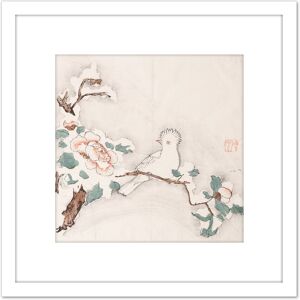 Artery8 Zhengyan Shi Zhu Zhai Bird In Tree Painting 8X8 Inch Square Wooden Framed Wall Art Print Picture with Mount in White White Artery8 Zhengyan Shi Zhu Zhai Bird In Tree Painting 8X8 Inch Square Wooden Framed Wall Art Print Picture with Mount in White White