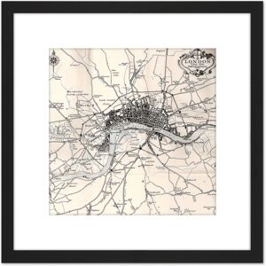 Artery8 Map Crown 1930 London City England 1660 Plan Chart 8X8 Inch Square Wooden Framed Wall Art Print Picture with Mount in Black Black Artery8 Map Crown 1930 London City England 1660 Plan Chart 8X8 Inch Square Wooden Framed Wall Art Print Picture with Mount in Black Black