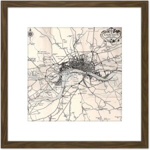 Artery8 Map Crown 1930 London City England 1660 Plan Chart 8X8 Inch Square Wooden Framed Wall Art Print Picture with Mount in Brown Brown Artery8 Map Crown 1930 London City England 1660 Plan Chart 8X8 Inch Square Wooden Framed Wall Art Print Picture with Mount in Brown Brown