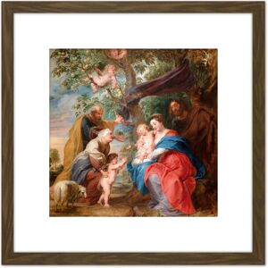 Artery8 Rubens The Holy Family Under An Apple Tree Painting 8X8 Inch Square Wooden Framed Wall Art Print Picture with Mount in Brown Brown Artery8 Rubens The Holy Family Under An Apple Tree Painting 8X8 Inch Square Wooden Framed Wall Art Print Picture with Mount in Brown Brown