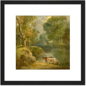Artery8 Style Of Gainsborough Riverside Landscape Painting 8X8 Inch Square Wooden Framed Wall Art Print Picture with Mount in Black Black Artery8 Style Of Gainsborough Riverside Landscape Painting 8X8 Inch Square Wooden Framed Wall Art Print Picture with Mount in Black Black