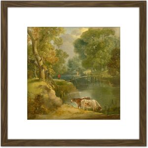Artery8 Style Of Gainsborough Riverside Landscape Painting 8X8 Inch Square Wooden Framed Wall Art Print Picture with Mount in Brown Brown Artery8 Style Of Gainsborough Riverside Landscape Painting 8X8 Inch Square Wooden Framed Wall Art Print Picture with Mount in Brown Brown