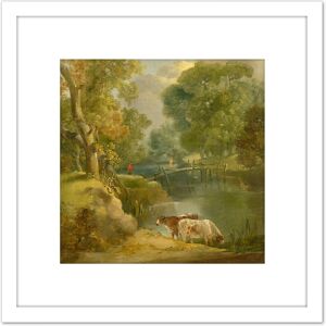 Artery8 Style Of Gainsborough Riverside Landscape Painting 8X8 Inch Square Wooden Framed Wall Art Print Picture with Mount in White White Artery8 Style Of Gainsborough Riverside Landscape Painting 8X8 Inch Square Wooden Framed Wall Art Print Picture with Mount in White White