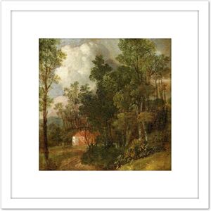 Artery8 Gainsborough River Landscape House Painting 8X8 Inch Square Wooden Framed Wall Art Print Picture with Mount in White White Artery8 Gainsborough River Landscape House Painting 8X8 Inch Square Wooden Framed Wall Art Print Picture with Mount in White White