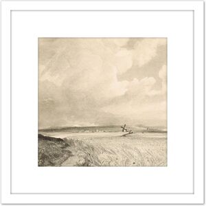 Artery8 David Lucas Cornfields Near Brighton 1846 Painting 8X8 Inch Square Wooden Framed Wall Art Print Picture with Mount in White White Artery8 David Lucas Cornfields Near Brighton 1846 Painting 8X8 Inch Square Wooden Framed Wall Art Print Picture with Mount in White White