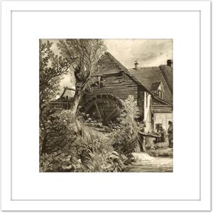 Artery8 David Lucas Gillingham Mill Dorsetshire 1846 Painting 8X8 Inch Square Wooden Framed Wall Art Print Picture with Mount in White White Artery8 David Lucas Gillingham Mill Dorsetshire 1846 Painting 8X8 Inch Square Wooden Framed Wall Art Print Picture with Mount in White White