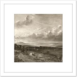 Artery8 David Lucas Hampstead Heath Harrow In Distance Painting 8X8 Inch Square Wooden Framed Wall Art Print Picture with Mount in White White Artery8 David Lucas Hampstead Heath Harrow In Distance Painting 8X8 Inch Square Wooden Framed Wall Art Print Picture with Mount in White White