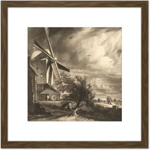 Artery8 David Lucas Mill Near Colchester 1846 Painting 8X8 Inch Square Wooden Framed Wall Art Print Picture with Mount in Brown Brown Artery8 David Lucas Mill Near Colchester 1846 Painting 8X8 Inch Square Wooden Framed Wall Art Print Picture with Mount in Brown Brown