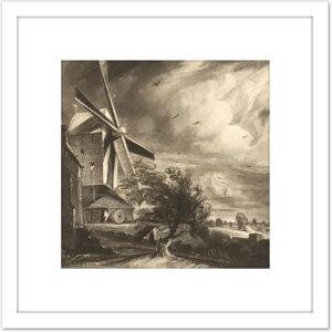 Artery8 David Lucas Mill Near Colchester 1846 Painting 8X8 Inch Square Wooden Framed Wall Art Print Picture with Mount in White White Artery8 David Lucas Mill Near Colchester 1846 Painting 8X8 Inch Square Wooden Framed Wall Art Print Picture with Mount in White White
