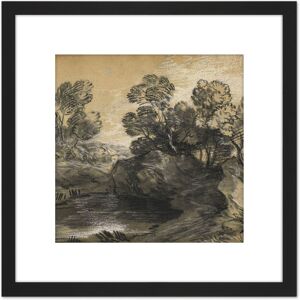Artery8 Gainsborough Landscape Rocks Overhanging Pool Painting 8X8 Inch Square Wooden Framed Wall Art Print Picture with Mount in Black Black Artery8 Gainsborough Landscape Rocks Overhanging Pool Painting 8X8 Inch Square Wooden Framed Wall Art Print Picture with Mount in Black Black