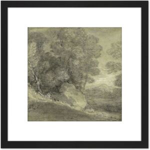 Artery8 Gainsborough Landscape Rocks Stream Distant Hill Painting 8X8 Inch Square Wooden Framed Wall Art Print Picture with Mount in Black Black Artery8 Gainsborough Landscape Rocks Stream Distant Hill Painting 8X8 Inch Square Wooden Framed Wall Art Print Picture with Mount in Black Black
