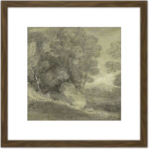 Artery8 Gainsborough Landscape Rocks Stream Distant Hill Painting 8X8 Inch Square Wooden Framed Wall Art Print Picture with Mount in Brown Brown Artery8 Gainsborough Landscape Rocks Stream Distant Hill Painting 8X8 Inch Square Wooden Framed Wall Art Print Picture with Mount in Brown Brown