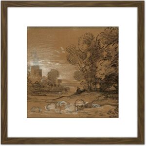 Artery8 Gainsborough Wooded Landscape With Shepherd Sheep Painting 8X8 Inch Square Wooden Framed Wall Art Print Picture with Mount in Brown Brown Artery8 Gainsborough Wooded Landscape With Shepherd Sheep Painting 8X8 Inch Square Wooden Framed Wall Art Print Picture with Mount in Brown Brown