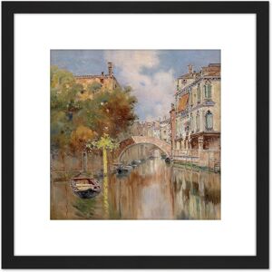 Artery8 Reyna Manescau View Canal Venice Bridge Painting 8X8 Inch Square Wooden Framed Wall Art Print Picture with Mount in Black Black Artery8 Reyna Manescau View Canal Venice Bridge Painting 8X8 Inch Square Wooden Framed Wall Art Print Picture with Mount in Black Black