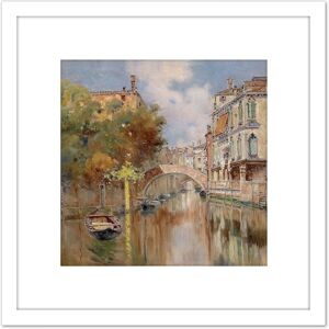 Artery8 Reyna Manescau View Canal Venice Bridge Painting 8X8 Inch Square Wooden Framed Wall Art Print Picture with Mount in White White Artery8 Reyna Manescau View Canal Venice Bridge Painting 8X8 Inch Square Wooden Framed Wall Art Print Picture with Mount in White White