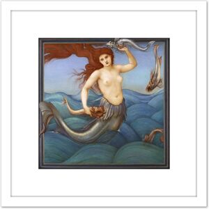 Artery8 Burne Jones Sea Nymph Mermaid Fish Painting 8X8 Inch Square Wooden Framed Wall Art Print Picture with Mount in White White Artery8 Burne Jones Sea Nymph Mermaid Fish Painting 8X8 Inch Square Wooden Framed Wall Art Print Picture with Mount in White White