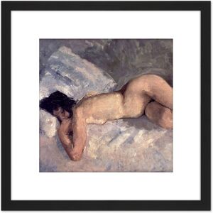 Artery8 Georg Hendrik Breitner Lying Naked 1887 8X8 Inch Square Wooden Framed Wall Art Print Picture with Mount in Black Black Artery8 Georg Hendrik Breitner Lying Naked 1887 8X8 Inch Square Wooden Framed Wall Art Print Picture with Mount in Black Black