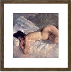 Artery8 Georg Hendrik Breitner Lying Naked 1887 8X8 Inch Square Wooden Framed Wall Art Print Picture with Mount in Brown Brown Artery8 Georg Hendrik Breitner Lying Naked 1887 8X8 Inch Square Wooden Framed Wall Art Print Picture with Mount in Brown Brown