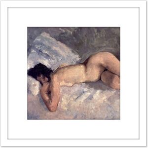 Artery8 Georg Hendrik Breitner Lying Naked 1887 8X8 Inch Square Wooden Framed Wall Art Print Picture with Mount in White White Artery8 Georg Hendrik Breitner Lying Naked 1887 8X8 Inch Square Wooden Framed Wall Art Print Picture with Mount in White White