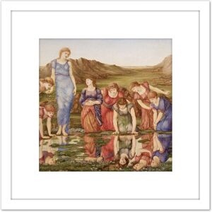 Artery8 Burne Jones The Mirror Of Venus Painting 8X8 Inch Square Wooden Framed Wall Art Print Picture with Mount in White White Artery8 Burne Jones The Mirror Of Venus Painting 8X8 Inch Square Wooden Framed Wall Art Print Picture with Mount in White White
