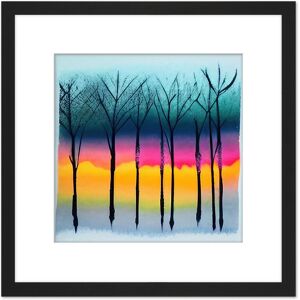 Artery8 Winter Trees At Sunset Watercolour Forest Colourful Pastel Silhouette Painting Square Wooden Framed Wall Art Print Picture 8X8 Inch in Black Black Artery8 Winter Trees At Sunset Watercolour Forest Colourful Pastel Silhouette Painting Square Wooden Framed Wall Art Print Picture 8X8 Inch in Black Black