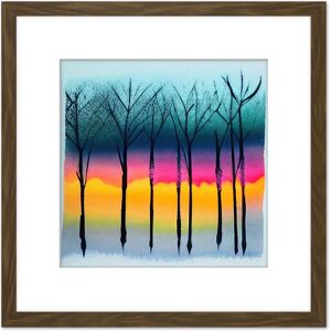 Artery8 Winter Trees At Sunset Watercolour Forest Colourful Pastel Silhouette Painting Square Wooden Framed Wall Art Print Picture 8X8 Inch in Brown Brown Artery8 Winter Trees At Sunset Watercolour Forest Colourful Pastel Silhouette Painting Square Wooden Framed Wall Art Print Picture 8X8 Inch in Brown Brown