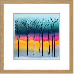 Artery8 Winter Trees At Sunset Watercolour Forest Colourful Pastel Silhouette Painting Square Wooden Framed Wall Art Print Picture 8X8 Inch Light Oak Artery8 Winter Trees At Sunset Watercolour Forest Colourful Pastel Silhouette Painting Square Wooden Framed Wall Art Print Picture 8X8 Inch Light Oak