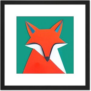 Artery8 Abstract Portrait Fox Orange On Green Geometric Illustration Square Wooden Framed Wall Art Print Picture 8X8 Inch in Black Black Artery8 Abstract Portrait Fox Orange On Green Geometric Illustration Square Wooden Framed Wall Art Print Picture 8X8 Inch in Black Black
