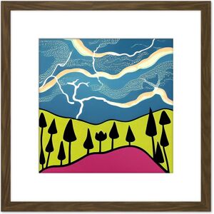 Artery8 Abstract Forest Mountain Landscape Cloudy Thunderstorm Sky Ink Stamp Illustration Square Wooden Framed Wall Art Print Picture 8X8 Inch Brown Artery8 Abstract Forest Mountain Landscape Cloudy Thunderstorm Sky Ink Stamp Illustration Square Wooden Framed Wall Art Print Picture 8X8 Inch Brown